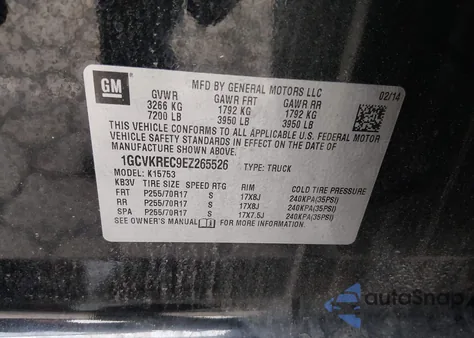 2014 Chevrolet Silverado 1500 1Lt from USA, damaged, VIN 1GCVKREC9EZ265526